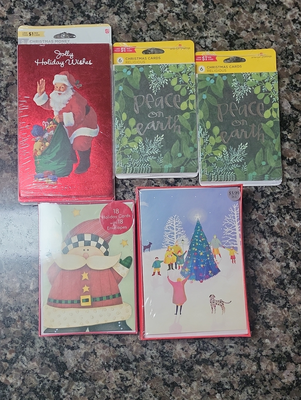 Lot of 5 new sealed Holiday Greeting Card w/ money holder total of 56 cards